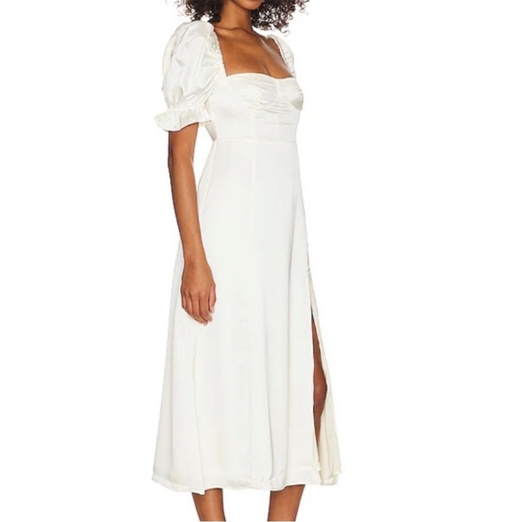 WeWoreWhat Whisper White Puff Sleeve Midi Dress - Picture 2 of 16